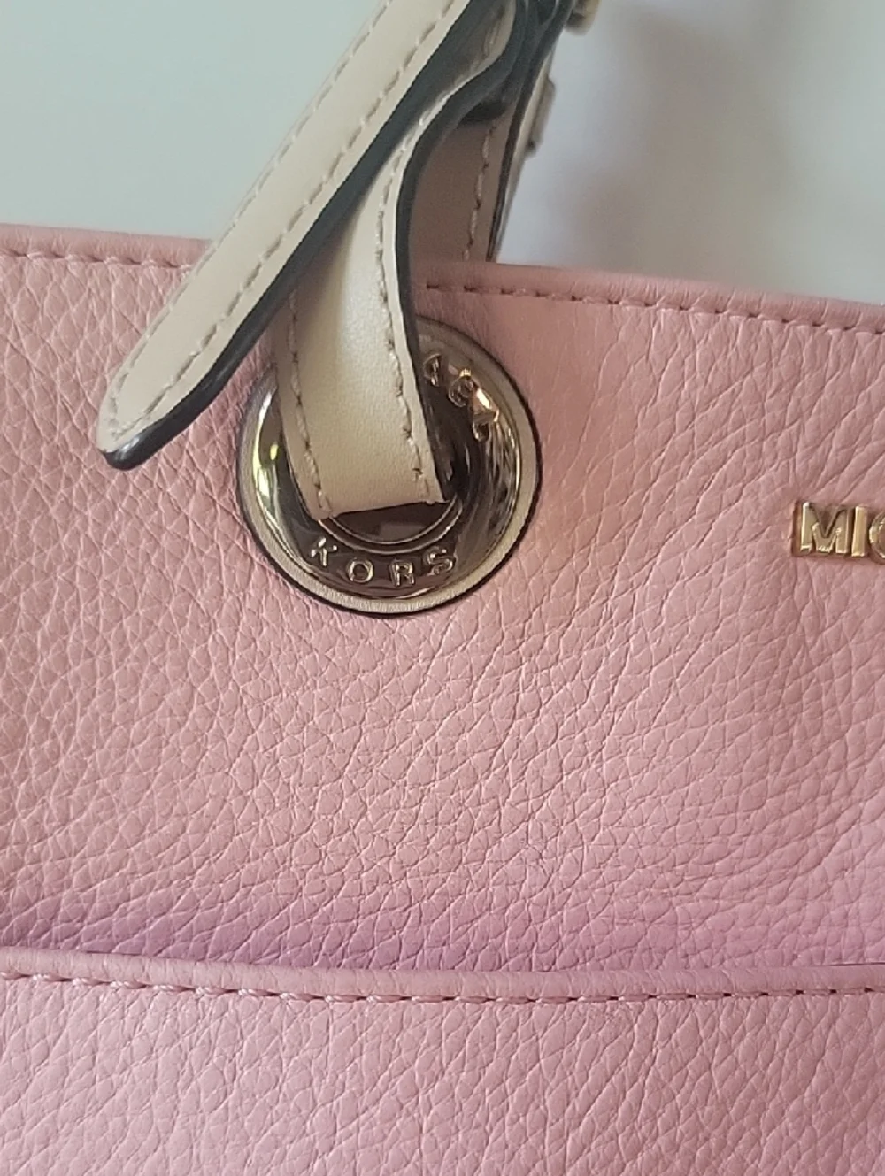 Michael Kors Blush Pink Leather Tote with Gold Accents